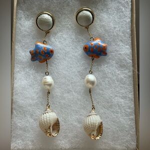 Mignonne Gavigan Pearl and Fish Earrings